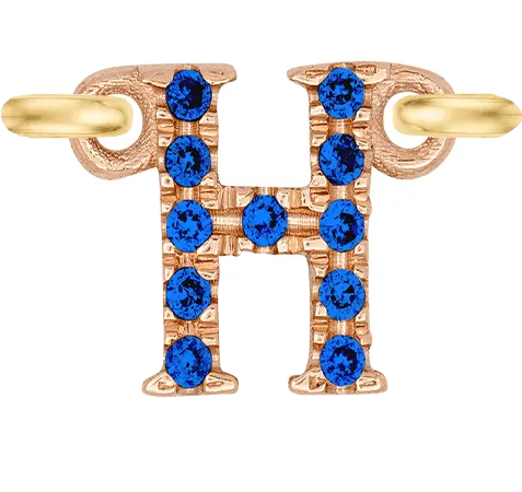 Rose Gold, Blue Sapphire Letter