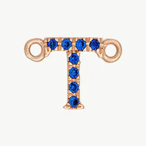 Rose Gold, Blue Sapphire Letter