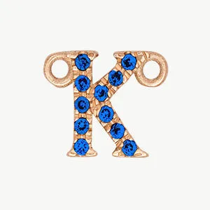 Rose Gold, Blue Sapphire Letter