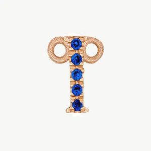 Rose Gold, Blue Sapphire Letter