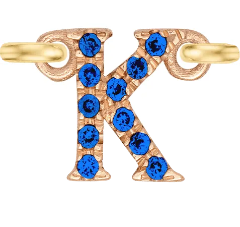 Rose Gold, Blue Sapphire Letter