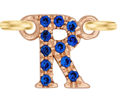 Rose Gold, Blue Sapphire Letter