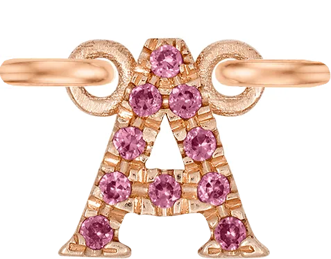 Rose Gold, Pink Sapphire Letter