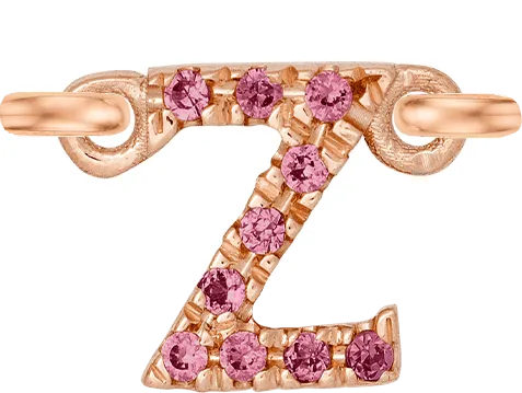 Rose Gold, Pink Sapphire Letter
