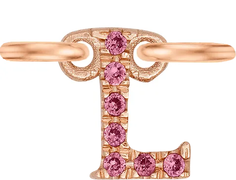 Rose Gold, Pink Sapphire Letter
