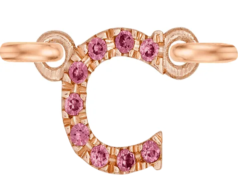 Rose Gold, Pink Sapphire Letter