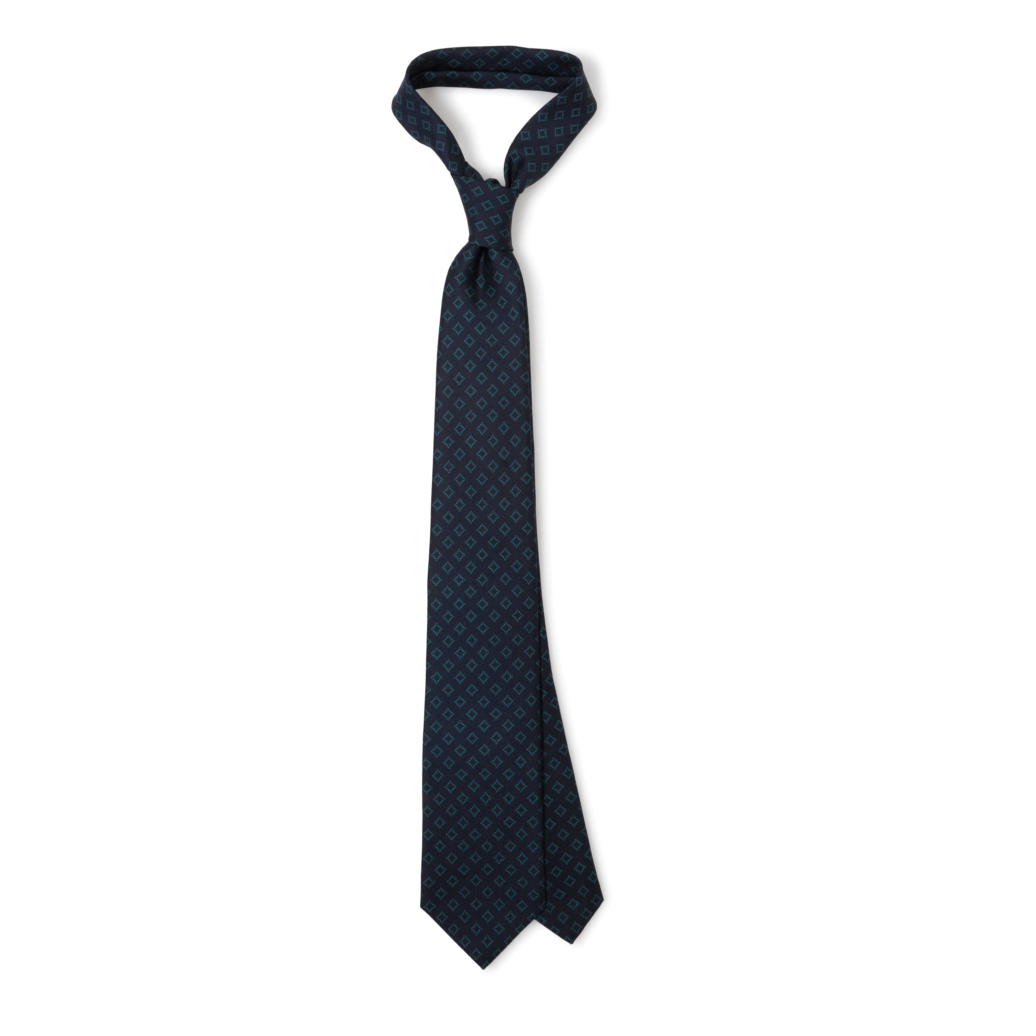 Silk Foulard Diamond Print Self-tip Tie