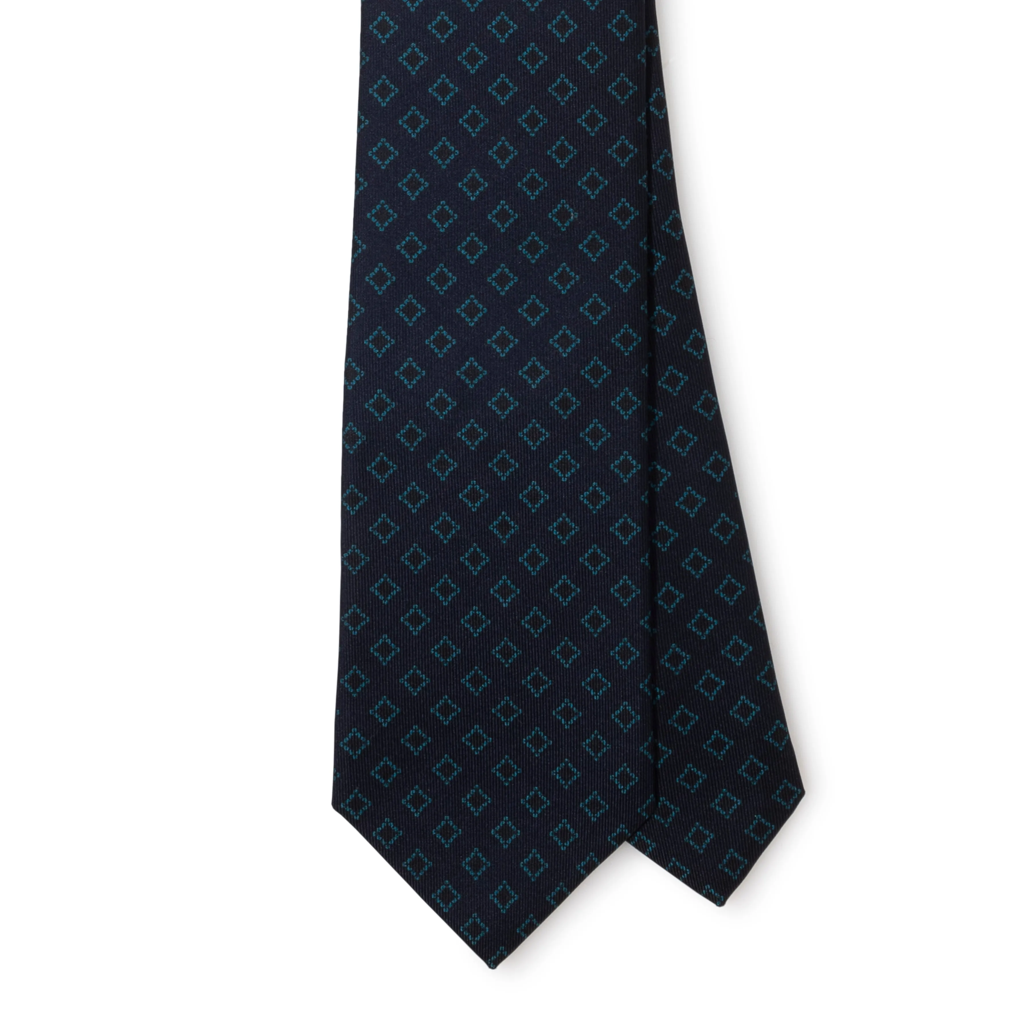 Silk Foulard Diamond Print Self-tip Tie