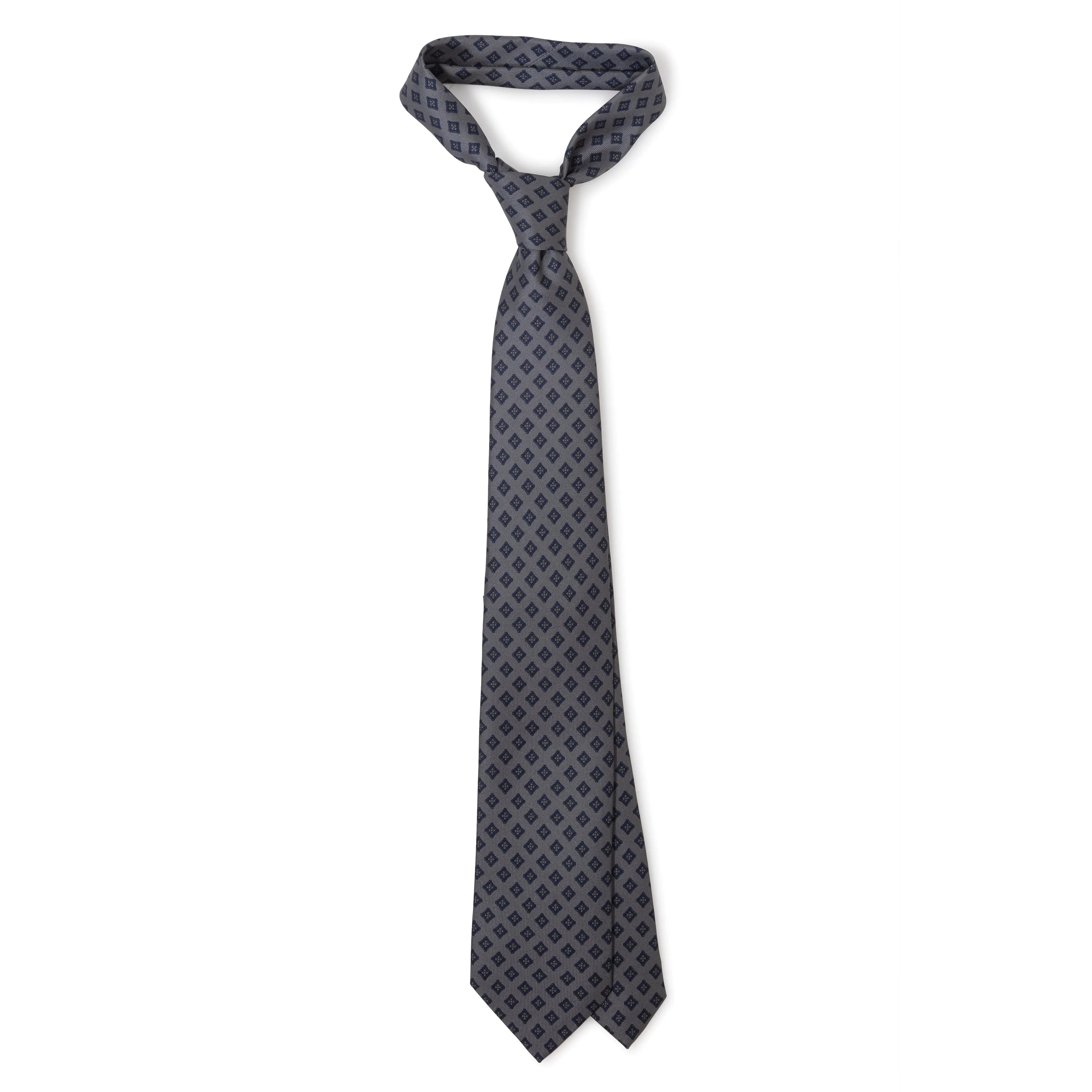 Silk Foulard Diamond Print Self-tip Tie