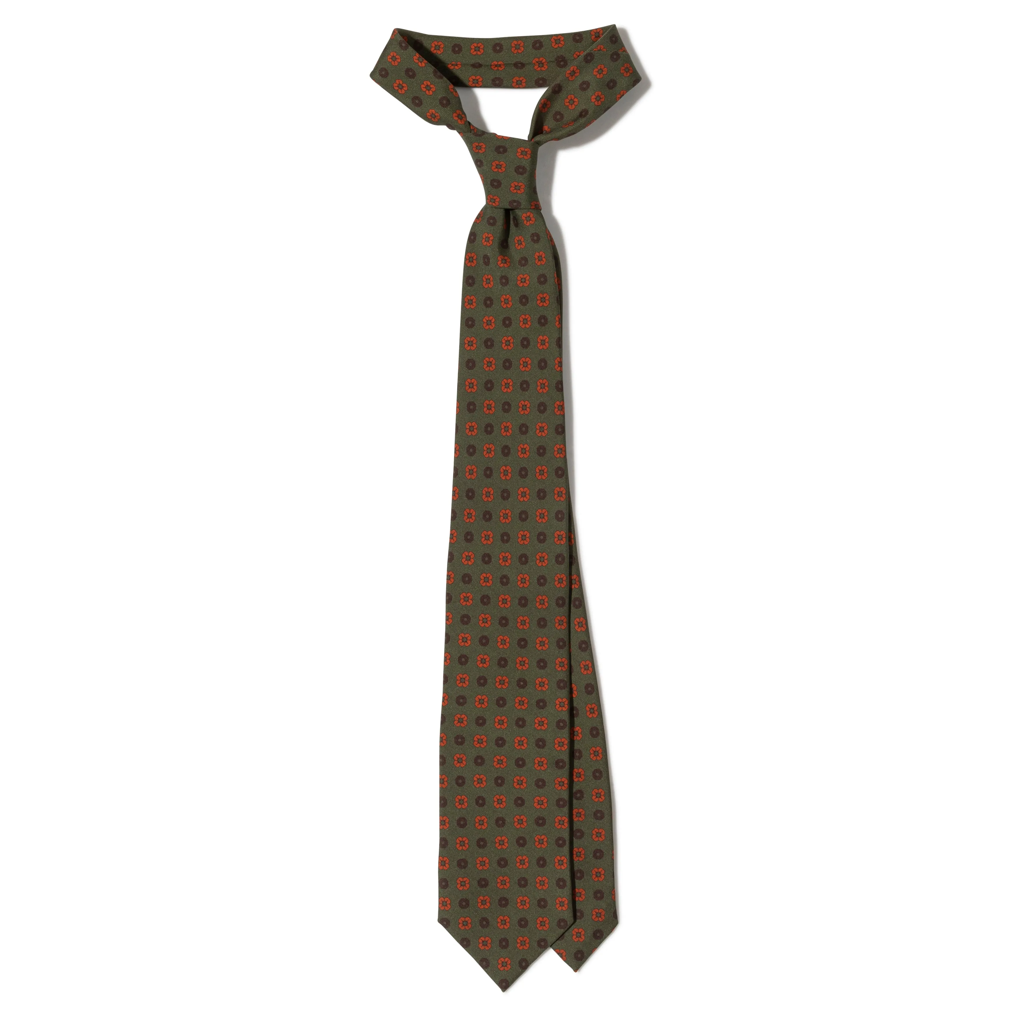 Silk Twill Madder Flower Print Tipped Tie