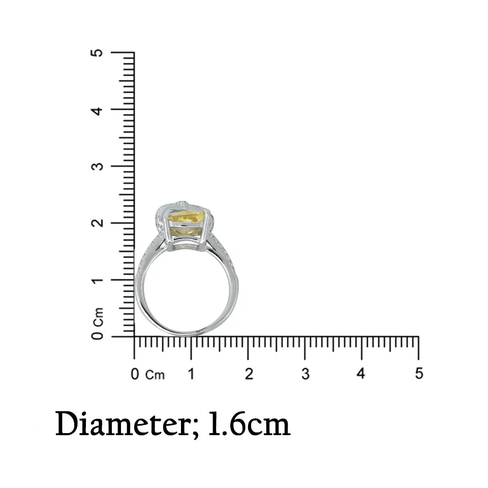 Silver Center Yellow Gem Stone with Binding Thread Desing Ring for Girls