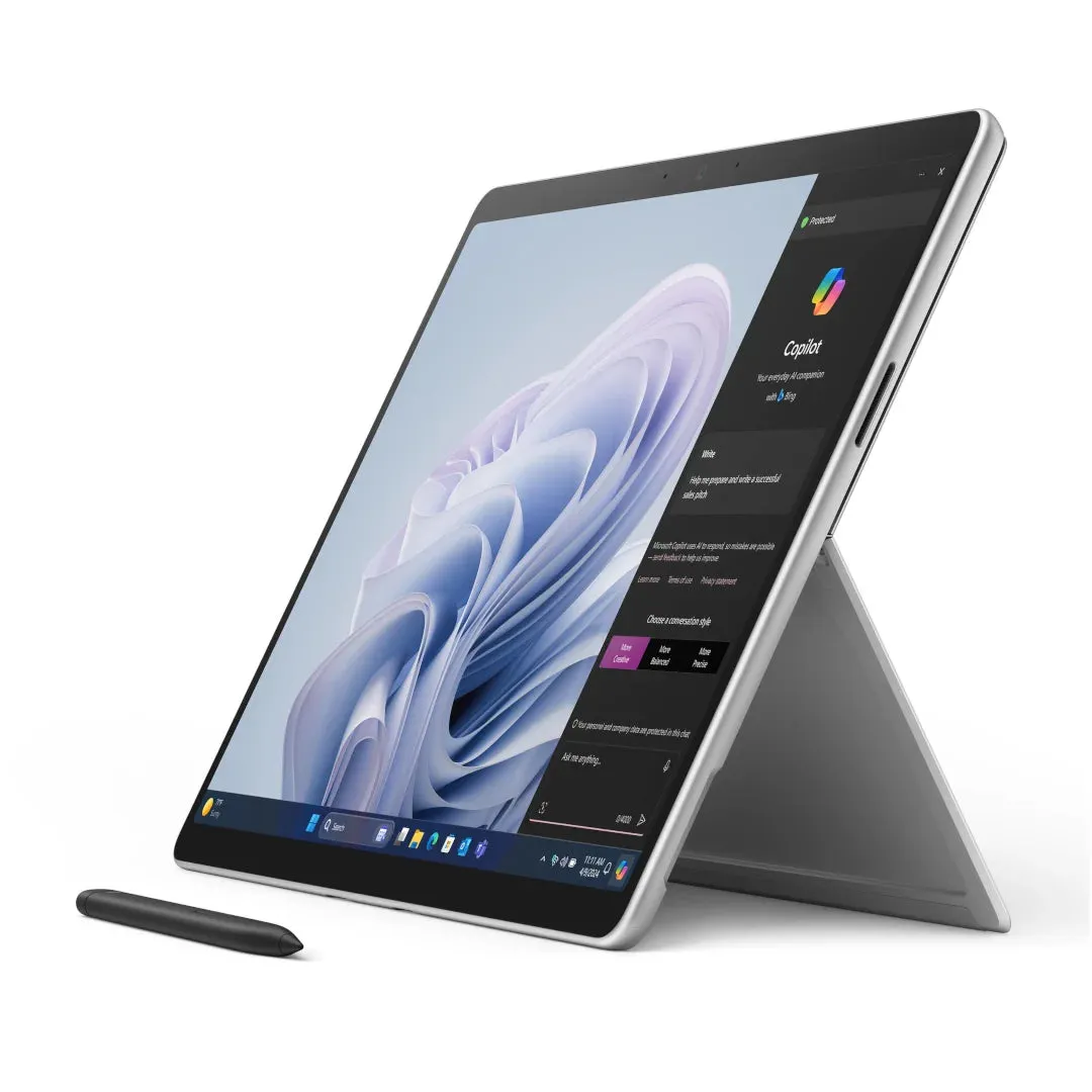 Surface Pro 10, 13" Tablet with Keyboard & Pen, Platinum, Intel Core Ultra 7 165U, Windows 11 Pro.