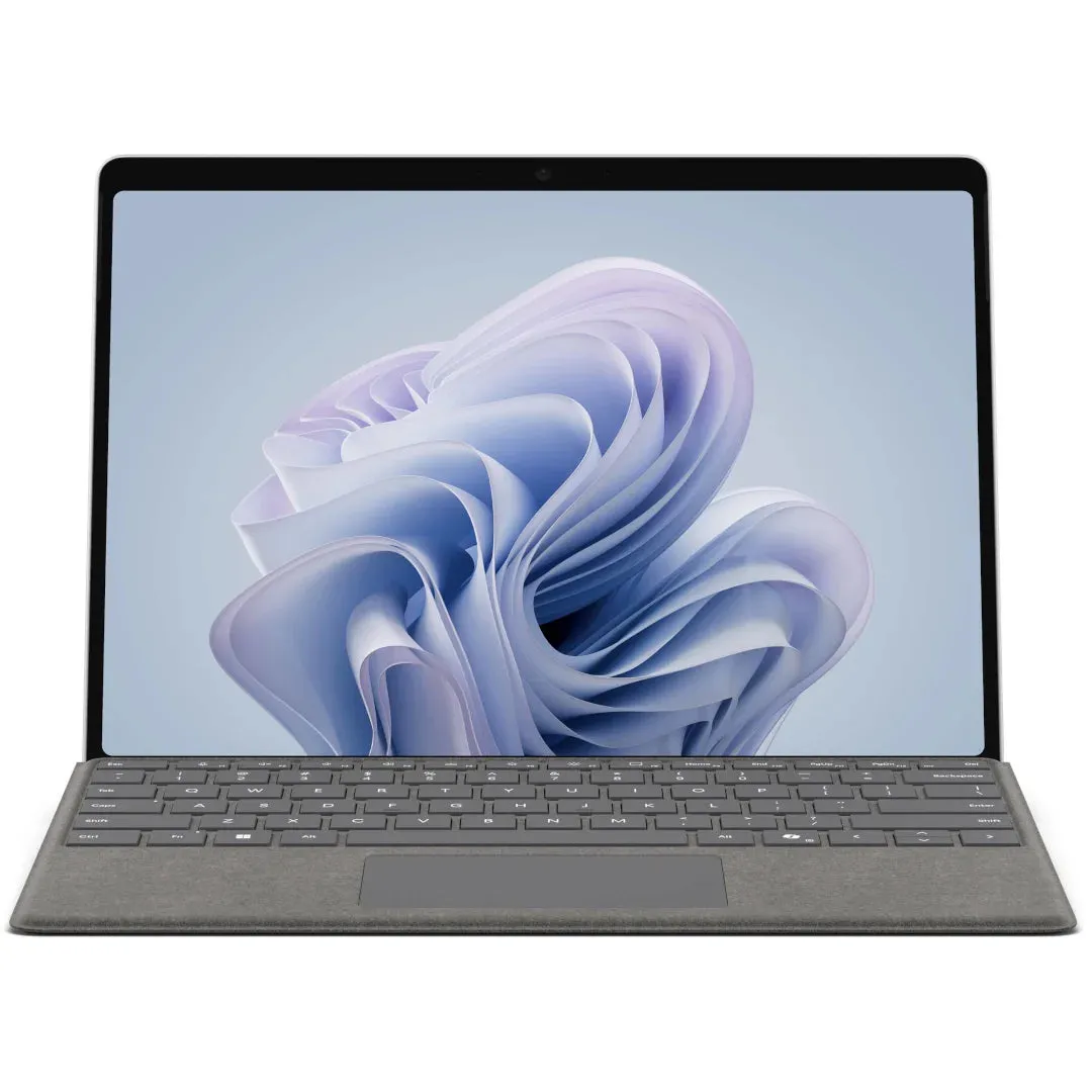 Surface Pro 10, 13" Tablet with Keyboard & Pen, Platinum, Intel Core Ultra 7 165U, Windows 11 Pro.