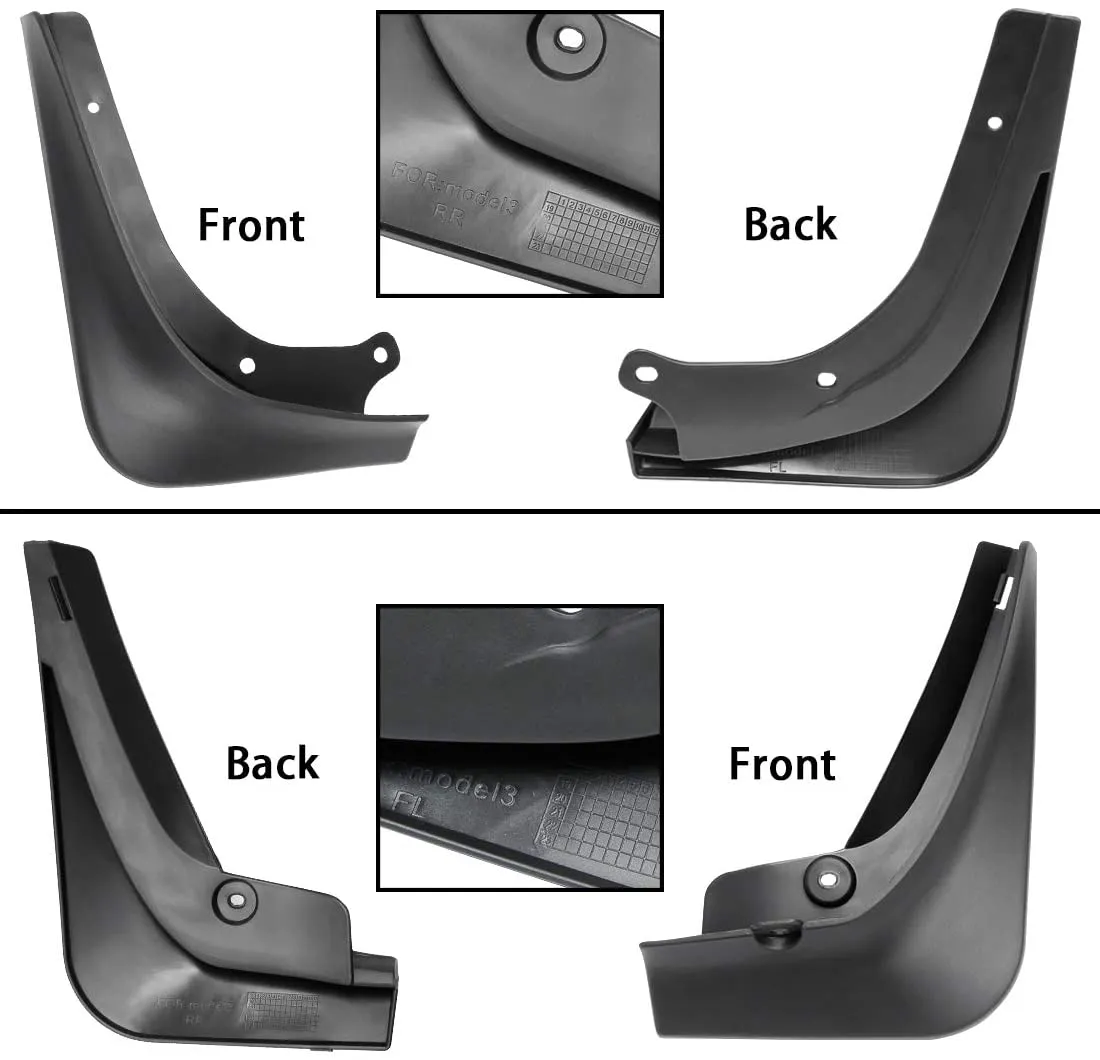 TAPTES Mud Flaps for Tesla Model 3 2017-2023 2024, Gen 2 (set of 4pcs)