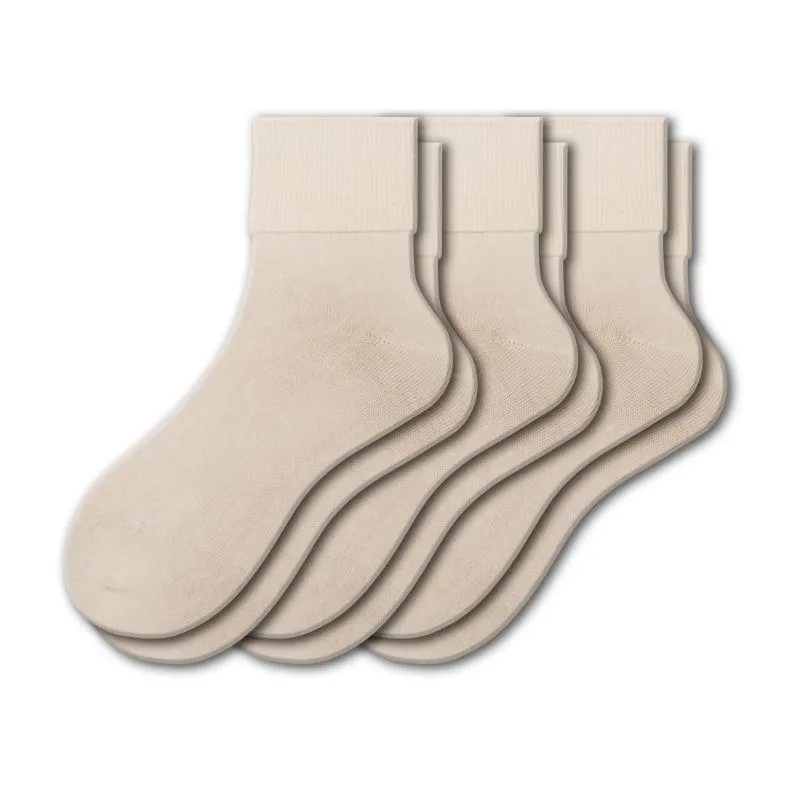 Turn Cuff Organic Cotton Seamless Toe 3 pair Pack | No Toe Seam Socks