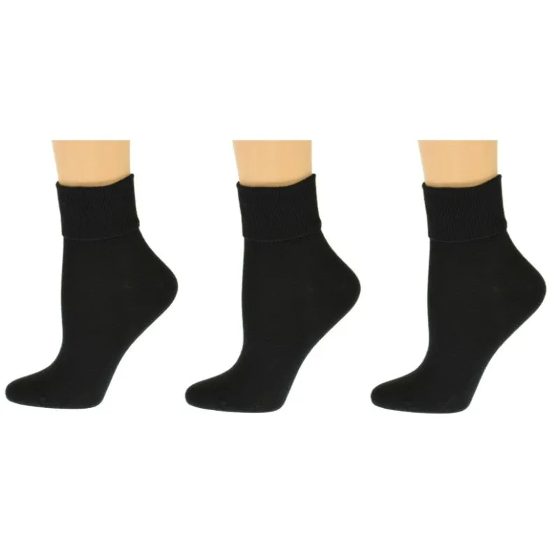 Turn Cuff Organic Cotton Seamless Toe 3 pair Pack | No Toe Seam Socks