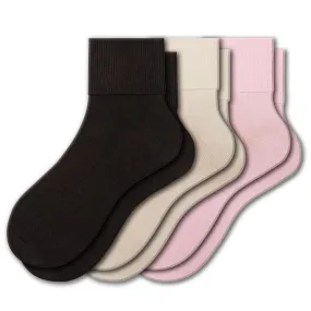 Turn Cuff Organic Cotton Seamless Toe 3 pair Pack | No Toe Seam Socks