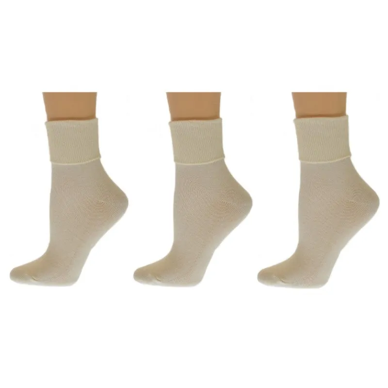Turn Cuff Organic Cotton Seamless Toe 3 pair Pack | No Toe Seam Socks