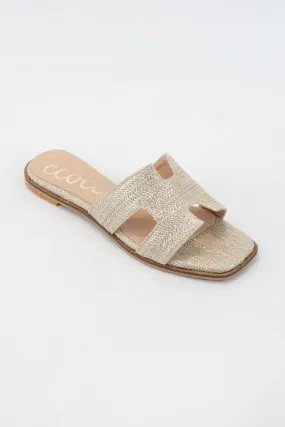 TWEED H-SHAPED SLIDE SANDAL