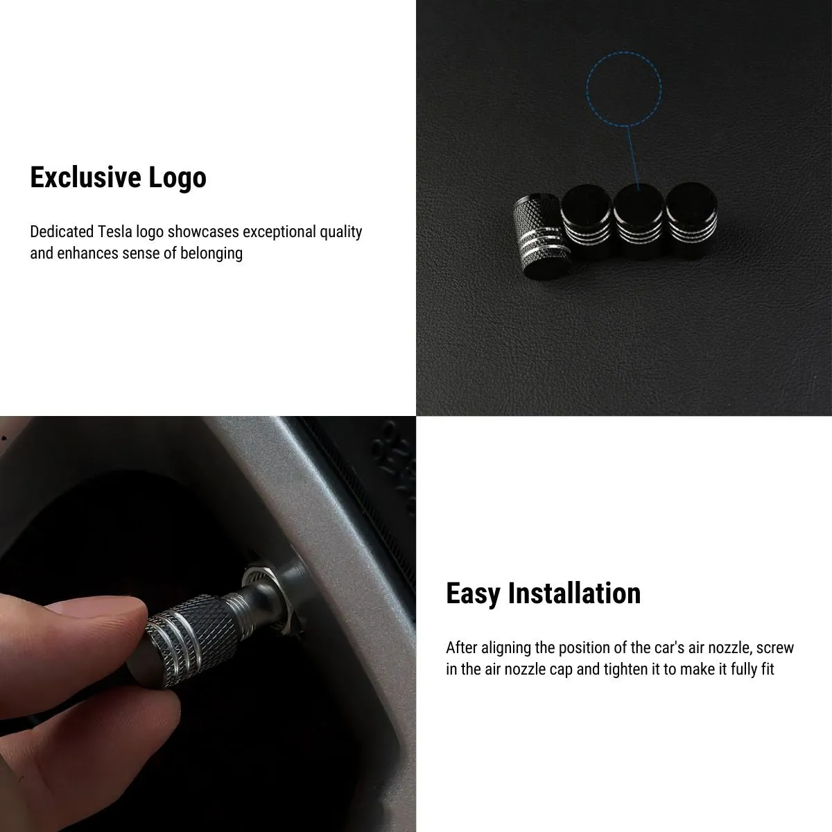 Valve Stem Caps 4 Pack Fit Suitable for Tesla 3/Y/S/X 2017-2023