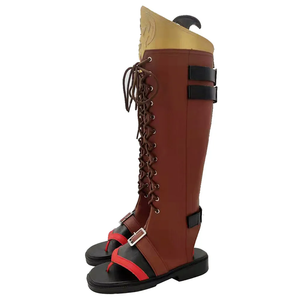 VeeGet Genshin Impact Thoma Cosplay Shoes Boots Halloween Costumes Accessory Custom Made