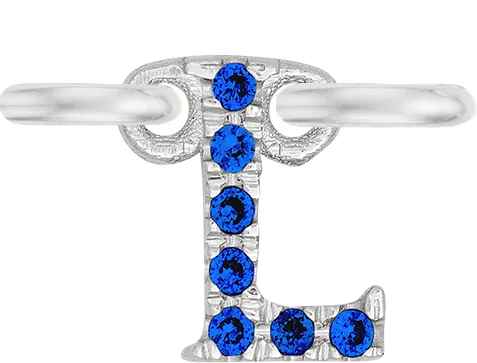 White Gold, Blue Sapphire Letter