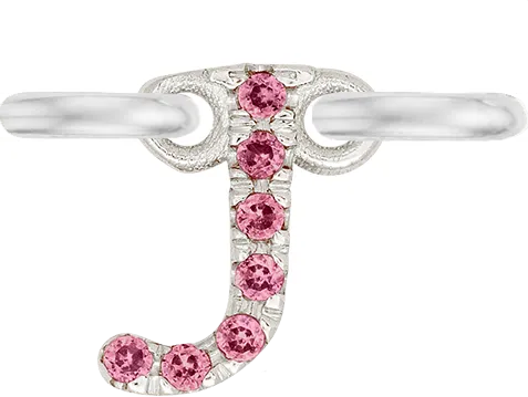 White Gold, Pink Sapphire Letter