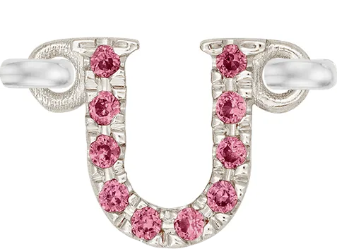 White Gold, Pink Sapphire Letter