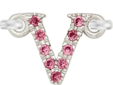 White Gold, Pink Sapphire Letter
