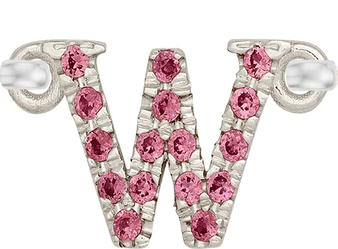 White Gold, Pink Sapphire Letter