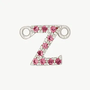 White Gold, Pink Sapphire Letter