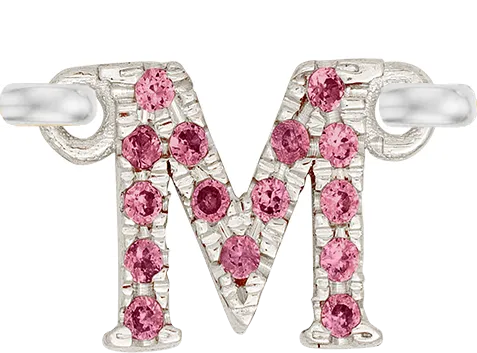 White Gold, Pink Sapphire Letter