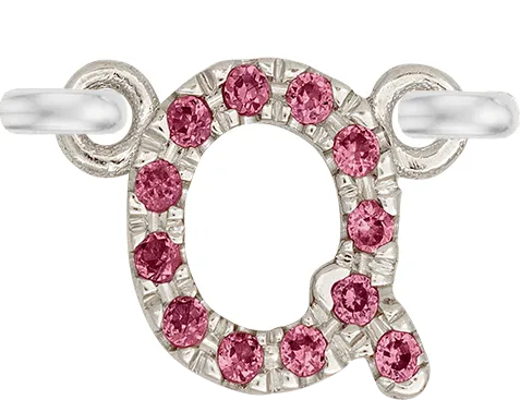 White Gold, Pink Sapphire Letter
