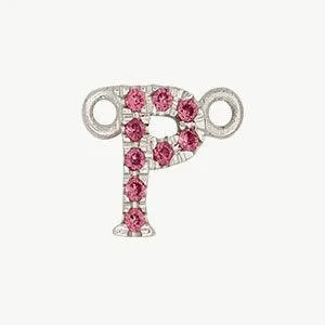 White Gold, Pink Sapphire Letter