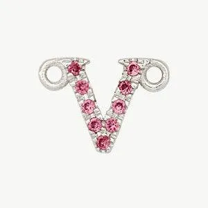 White Gold, Pink Sapphire Letter