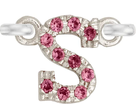 White Gold, Pink Sapphire Letter