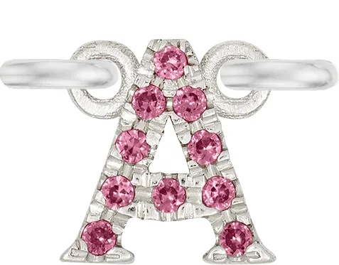 White Gold, Pink Sapphire Letter
