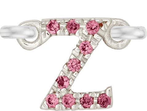 White Gold, Pink Sapphire Letter