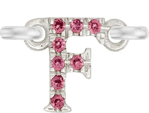 White Gold, Pink Sapphire Letter