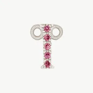 White Gold, Pink Sapphire Letter