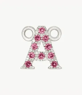 White Gold, Pink Sapphire Letter