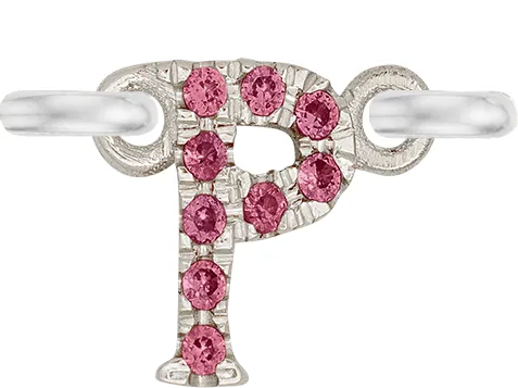 White Gold, Pink Sapphire Letter