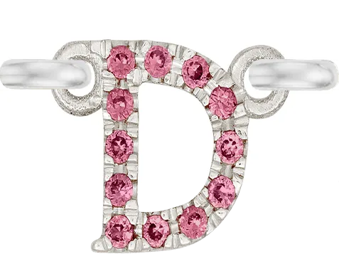 White Gold, Pink Sapphire Letter