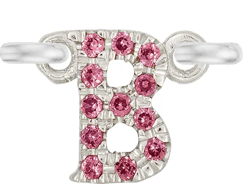 White Gold, Pink Sapphire Letter