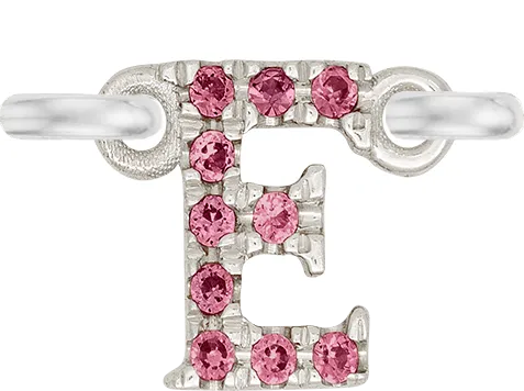 White Gold, Pink Sapphire Letter