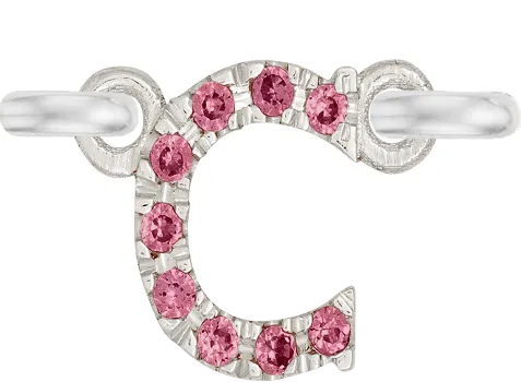 White Gold, Pink Sapphire Letter