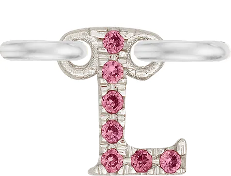 White Gold, Pink Sapphire Letter