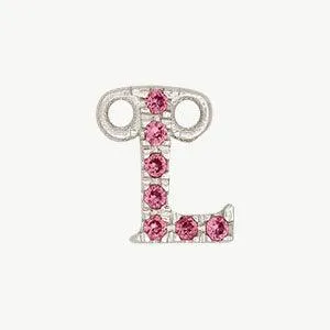 White Gold, Pink Sapphire Letter
