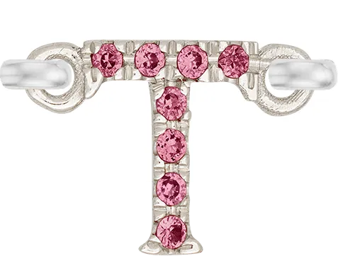 White Gold, Pink Sapphire Letter