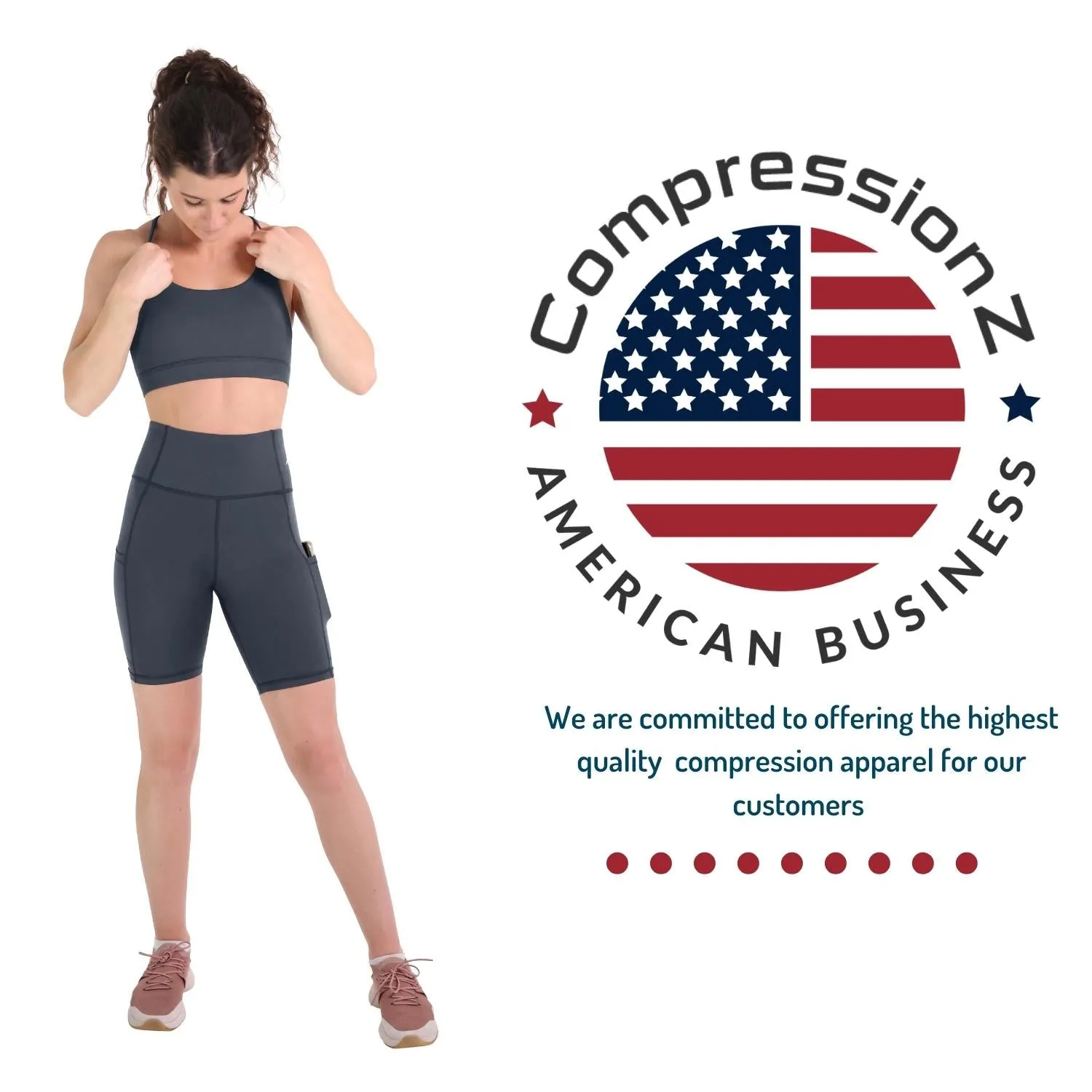Women's Biker Shorts W/ Pockets - 7" Carbon Gray